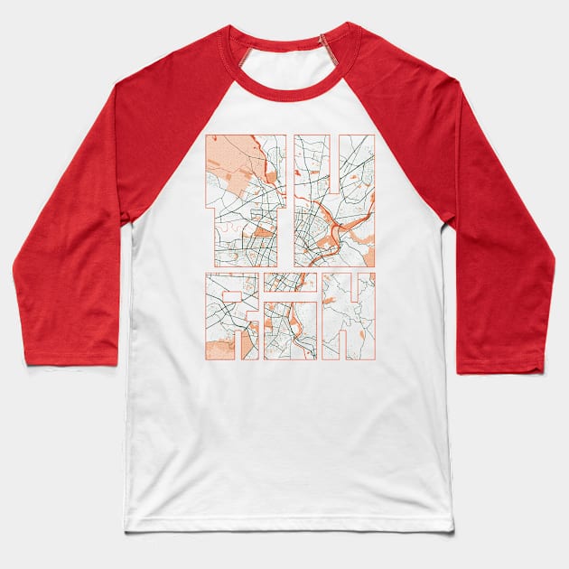 Turin, Piedmont, Italy City Map Typography - Bohemian Baseball T-Shirt by deMAP Studio